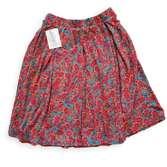 Lularoe Madison Box Pleats w/ Pockets Floral Pink/Green Skirt Women Sz Small - Picture 2 of 5